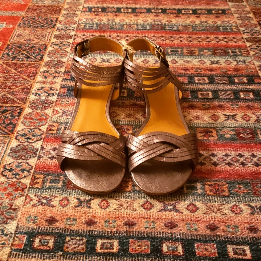 Gunmetal Ankle Buckle Sandals